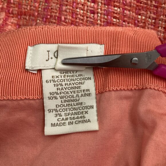 J Crew No 2 Pencil Skirt SIZE 8 Orange Tweed Plaid Cotton Wool Preppy Academia - Picture 7 of 10